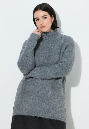 Ulla Popken, BOUCLE KNIT LONG SLEEVE TURTLENECK SWEATER - Jumper - pale mottled grey