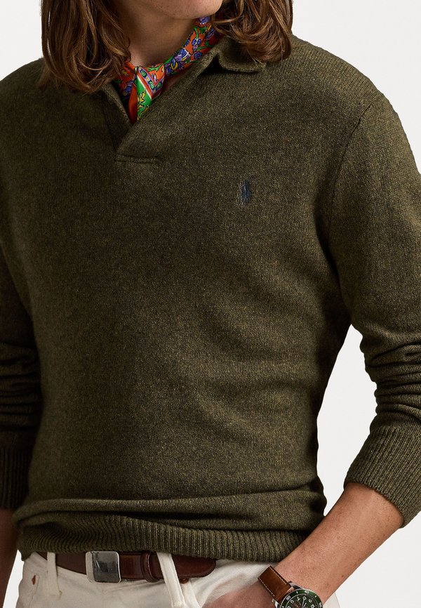 WOOL-COTTON POLO-COLLAR SWEATER - Jumper - cargo olive heather4