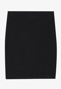 Gonna mini a coste nera con un design aderente, texture liscia e vita elastica per il massimo comfort.