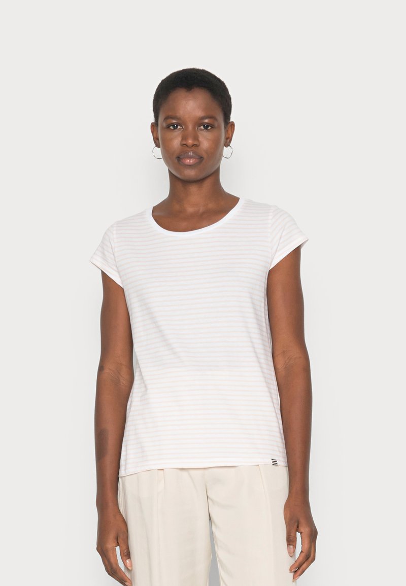Mads Nørgaard STRIPE TEASY TEE - T-shirt estampada - white/gossamer pink