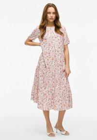 VILA MIDI KURZARM - Vestito casual - cloud dancer