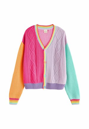 Little Bird, V-NECK KNITTED BUTTON THROUGH CARDIGAN - Cardigan - pastel colourblock
