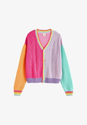 Little Bird, V-NECK KNITTED BUTTON THROUGH CARDIGAN - Cardigan - pastel colourblock