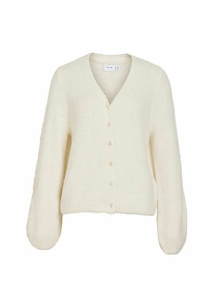 VILA, KNITTED CARDIGAN VIMARLEY V-NECK - Cardigan - egret