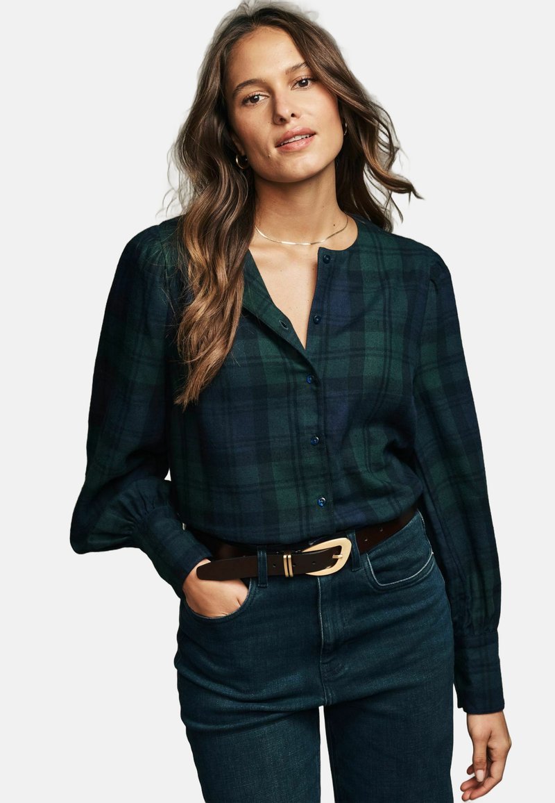 Laura Ashley REGULAR FIT  CHECK PUFF SLEEVE  - Blus - green black
