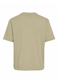 Korte mouwen t-shirt in lichtbeige katoen, met een ronde hals en een eenvoudig, naadloos ontwerp zonder versieringen of patronen.