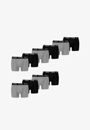 Set aus Herren-Boxershorts in Schwarz und Grau, mit elastischen Taillenbändern und Puma-Logo. Weiches Baumwollmaterial, eng anliegende Passform und mittlere Länge.
