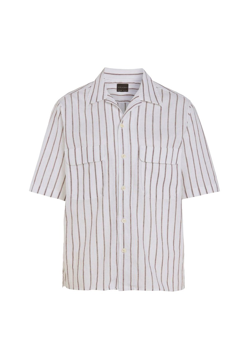 Oscar Jacobson REG FIT CITY SS STRIPED - Shirt - terra brown/brown 
