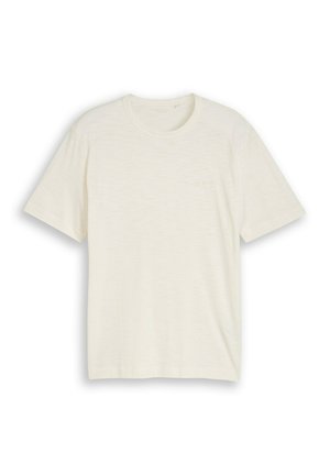 TOM TAILOR, TOM TAILOR T-SHIRT T-SHIRT IN MELANGE-OPTIK - T-Shirt basic - gardenia white