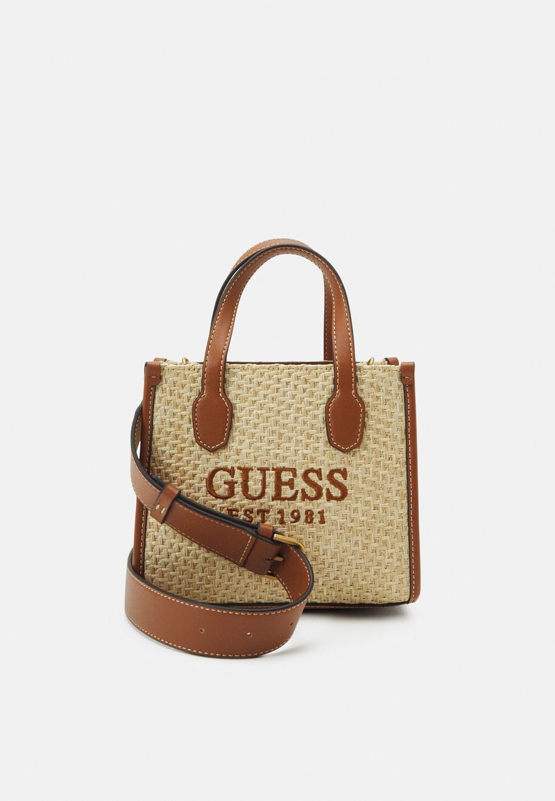 Borsa A Tracolla GUESS Simona Satchel - Beige/marrone, Polipropilene, Tracolla Regolabile, Dimensioni 29x18x10 Cm