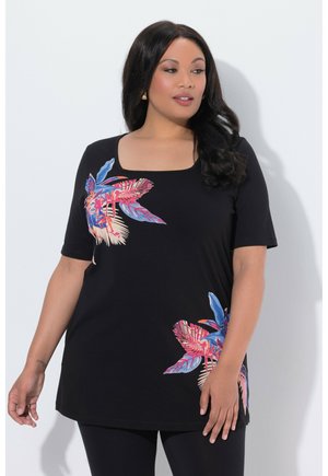 LONG, A-LINIE, CARRÉ-AUSSCHNITT, HALBARM - T-shirt imprimé - black