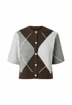 Pieces, KNITTED CARDIGAN PCSALLY CHECK - Gilet - hot fudge
