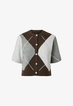 Pieces, KNITTED CARDIGAN PCSALLY CHECK - Gilet - hot fudge