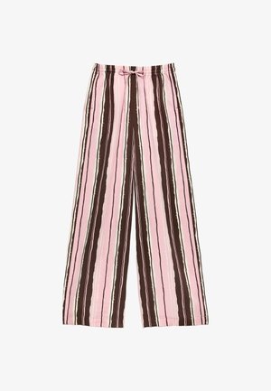 Marks & Spencer, STRIPE LINEN MIX - Trousers - pink mix