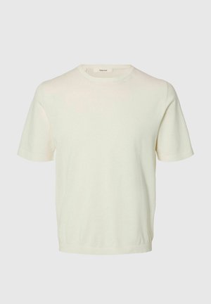 Selected, T-SHIRT TORINO KNIT - T-shirt basique - egret