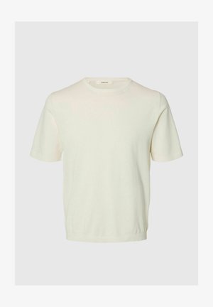 Selected, T-SHIRT TORINO KNIT - T-shirt basic - egret