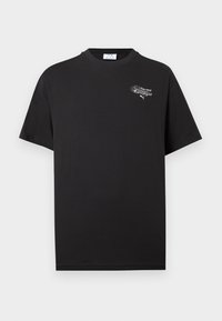 Μαύρο κοντομάνικο t-shirt με στρογγυλή λαιμόκοψη και μικρό λευκό λογότυπο "Running" σε γραμματοσειρά πάνω αριστερά στο στήθος.