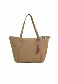 SATIN TOTE BAG WITH MULTICOLOR TASSEL DETAIL - Pirkinių krepšys - mink