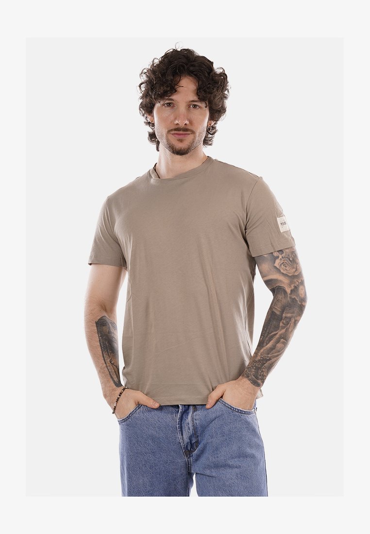 T-Shirt Uomo Manica Corta In Cotone Elasticizzato, Scollo A V, Vestibilità Aderente, Colore Avorio, Taglia XL