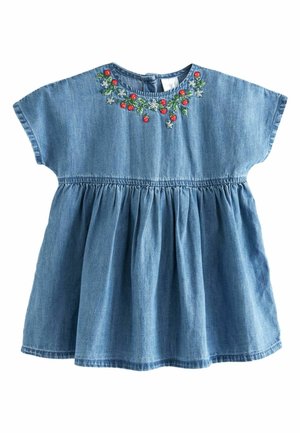 STRAWBERRY EMBROIDERED  - Jeansklänning - blue denim