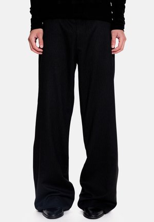 Jaded London PINSTRIPE STACKED STRAIGHT - Pantaloni - black