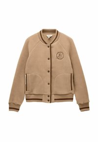 Beez fleecest bomberjakk pruunide ääridega, nööpidega sulgemine, kaks eesmist taskut, soonikkäised, serv ja krae, ning tikandlogoga rinna peal.