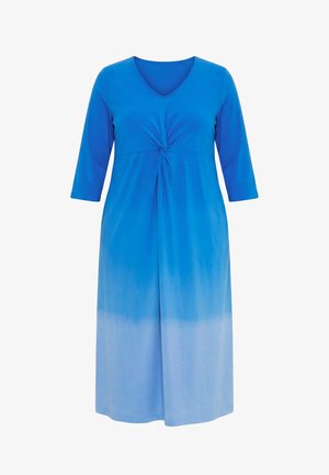 Ulla Popken, OMBRE TWIST 3/4 SLEEVE KNIT EMPIRE WAIST A-LINE POCKET DRESS - Trikoomekko - pigeon blue