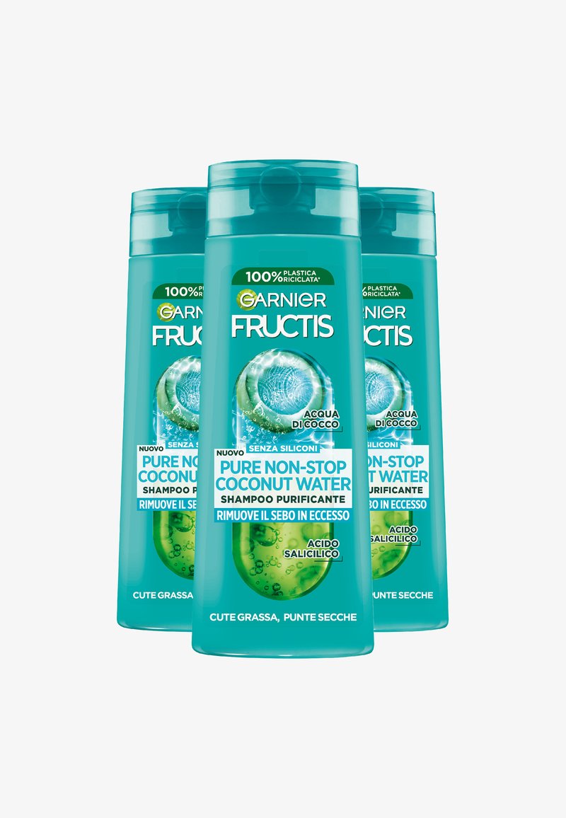 Garnier - FRUCTIS PURE NON STOP COCONUT WATER SHAMPOO PURIFICANTE, PER CAPELLI CON CUTE GRASSA E PUNTE SECCHE, 250 ML - 3 PACK - Shampoo, Ingrandire