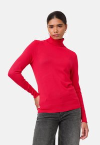 Taifun LANGARM RUND BASIC MIT ROLLKRAGEN - Strickpullover - cherry red