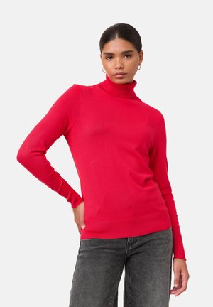 LANGARM RUND BASIC MIT ROLLKRAGEN - Pullover - cherry red