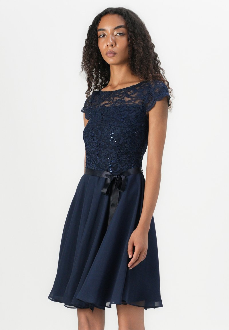 Coast Black Satin Swing Dress Coast Women's Swing Dress  Knee-Length  Sleeveless V-Neck Party Dress In Black Satin Satin Swing Evening Dress Knee  Length