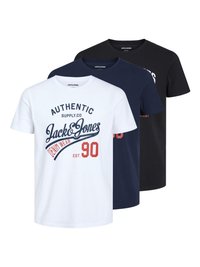CREW NECK 3 PACK - Camiseta estampada - black/white/navyblazer