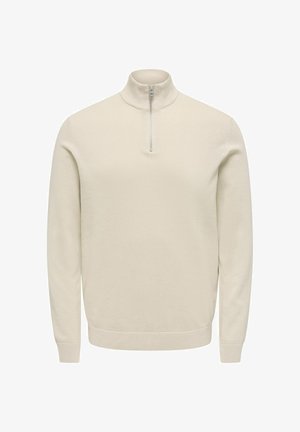 Only & Sons, ONSALEX REG 12 HALF ZIP KNIT NOOS - Pullover - silver-coloured lining