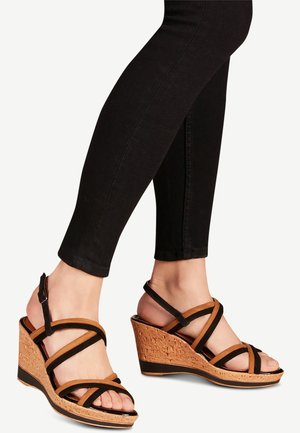 Tamaris High heeled sandals - tan/black
