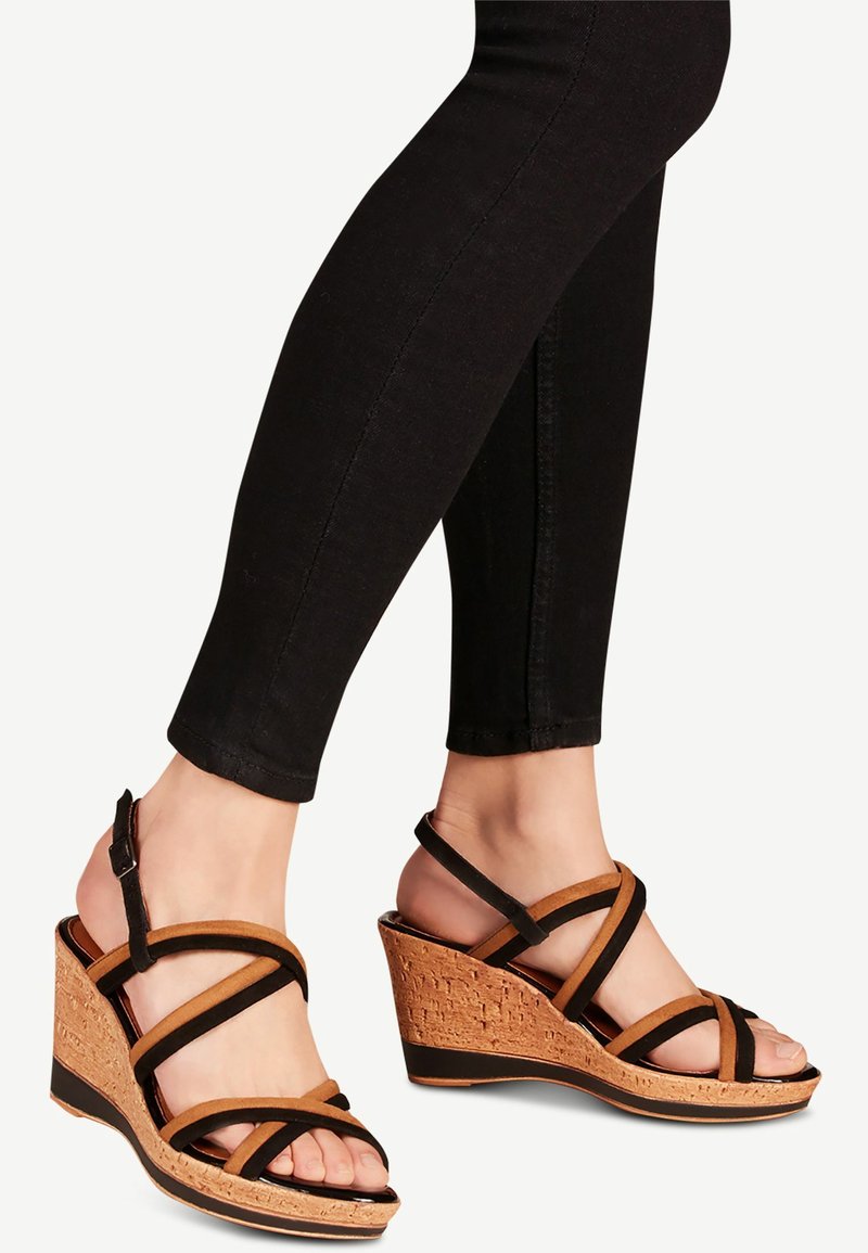Tamaris High heeled sandals - tan/black
