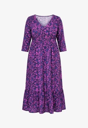 Ulla Popken, FLORAL PRINT 3/4 SLEEVE FLOUNCE DRESS - Vestido ligero - light fuchsia