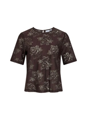 VILA, SHORT SLEEVED TOP VIMAVEN ROUND NECK - Blouse - coffee bean