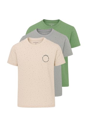 SET OF 3 - T-shirts print - green/beige/grey