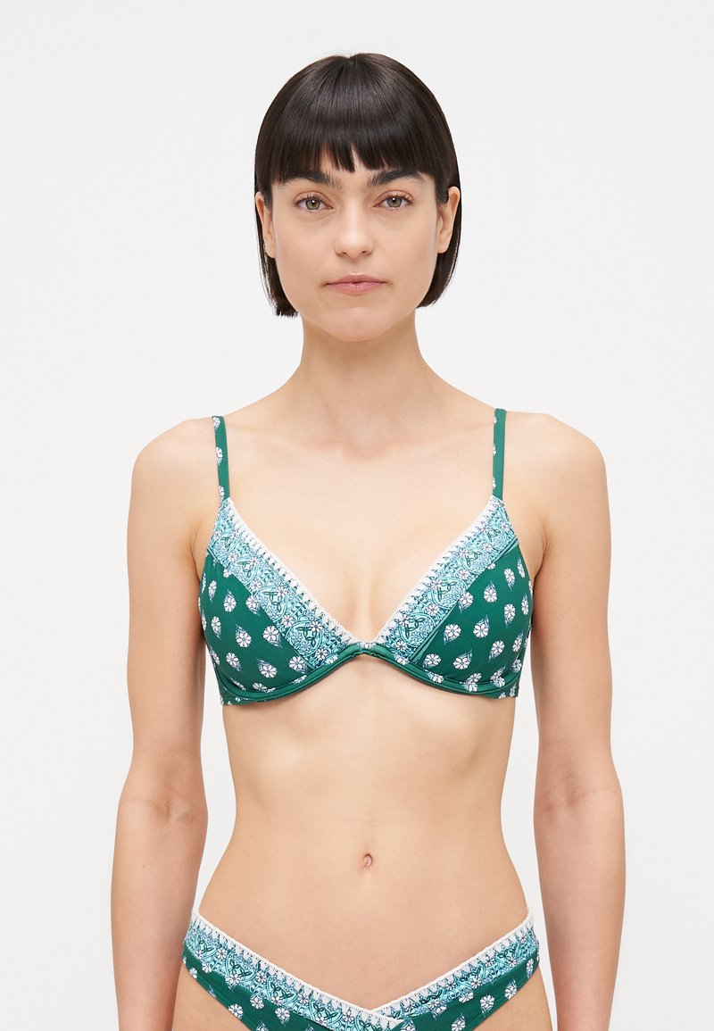 Hollister Co. - FLAT SKINNY STRAP PLUNGE UNDERWIRE  - Bikini top - green, Enlarge