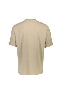 Beige kortærmet t-shirt med rund hals, blød tekstur og lige kant. Enkel design uden synlige logoer eller mønstre.