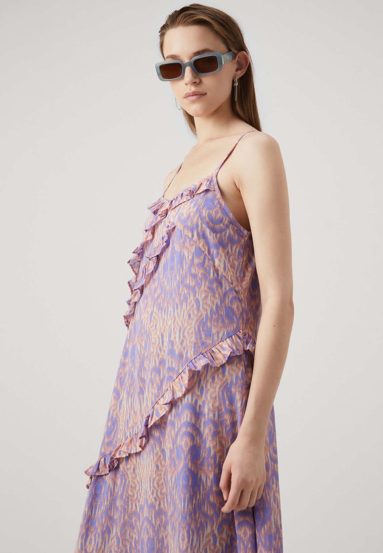 ONLSTAR LIFE STRAP FRILL MIDI DRESS