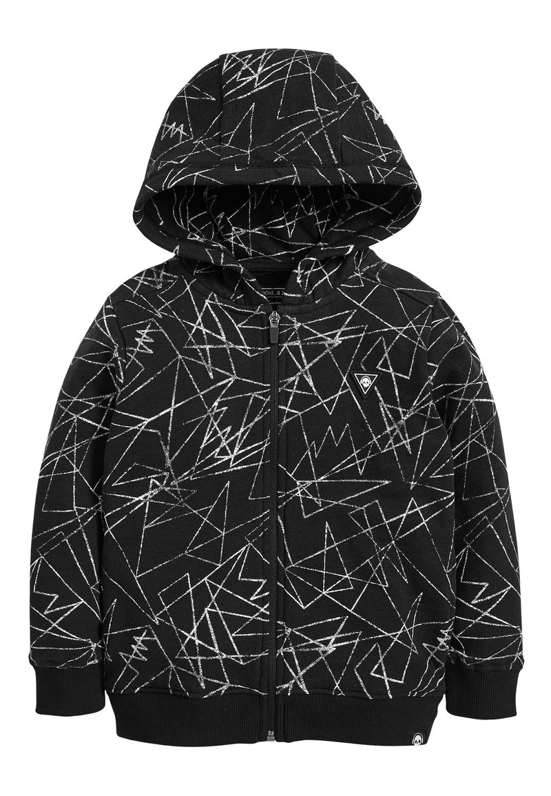 Next BLACK PRINTED ZIP THROUGH HOODY (316YRS) Zipup sweatshirt