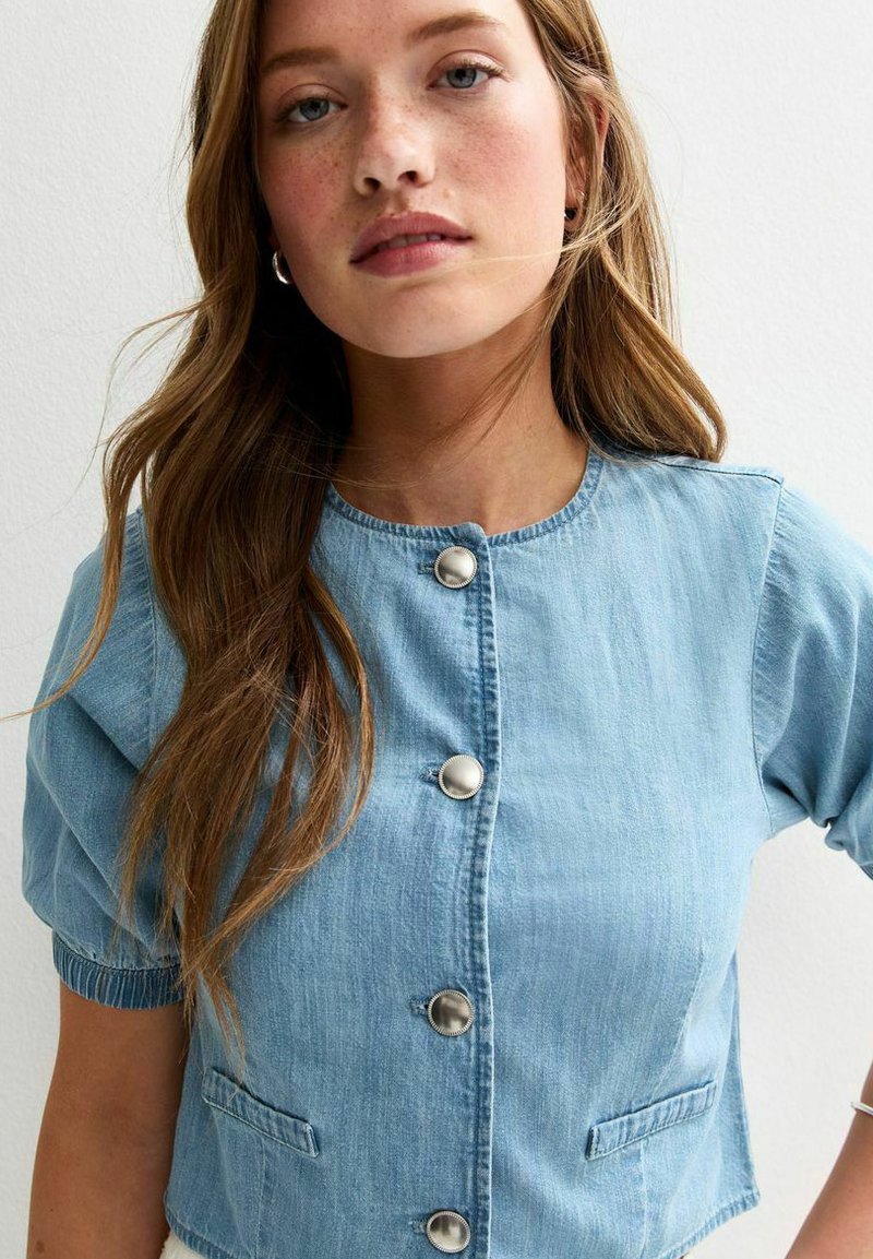 Chemisier Fille New Look Bleu à Pois - Taille 11 Ans, Coton, Col Rond, Sans Manches