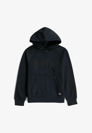 Sweat à capuche noir avec poche avant et logo G-STAR embossé sur la poitrine, manches longues, poignets et ourlet côtelés.