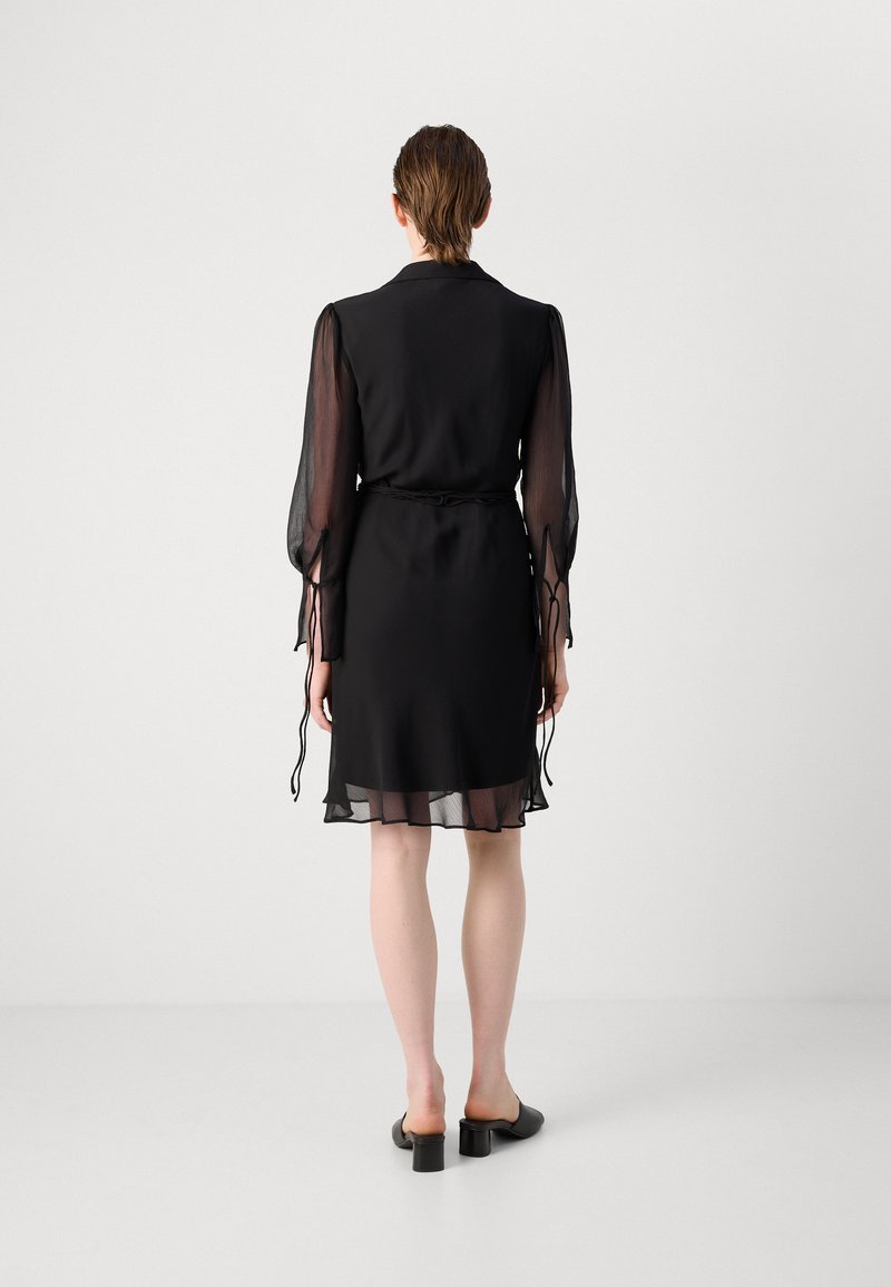 DKNY COLLARED TIE NECK TRAPEZE - Day dress - black - Zalando.co.uk