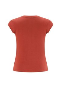 Rode T-shirt met korte mouwen en een ronde halslijn, met een gladde textuur en een getailleerde vorm, ontworpen voor een casual pasvorm.