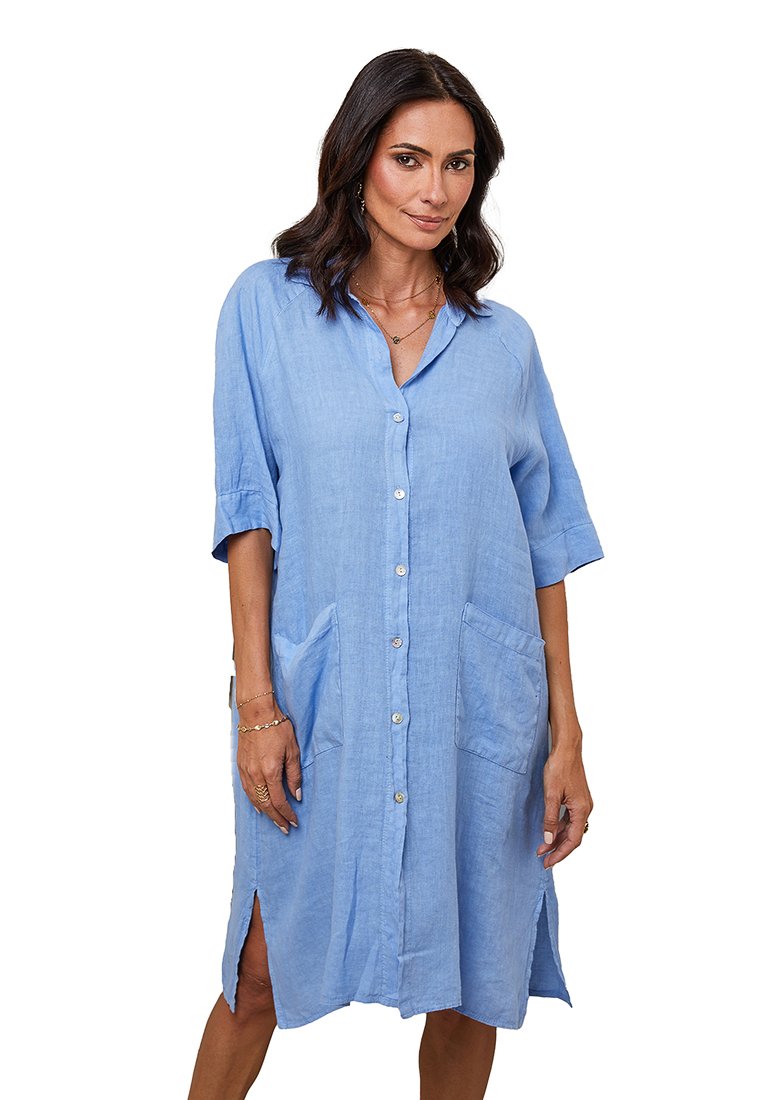 Le Monde du Lin Blousejurk lichtblauw Le Monde du Lin Blousejurk lichtblauw