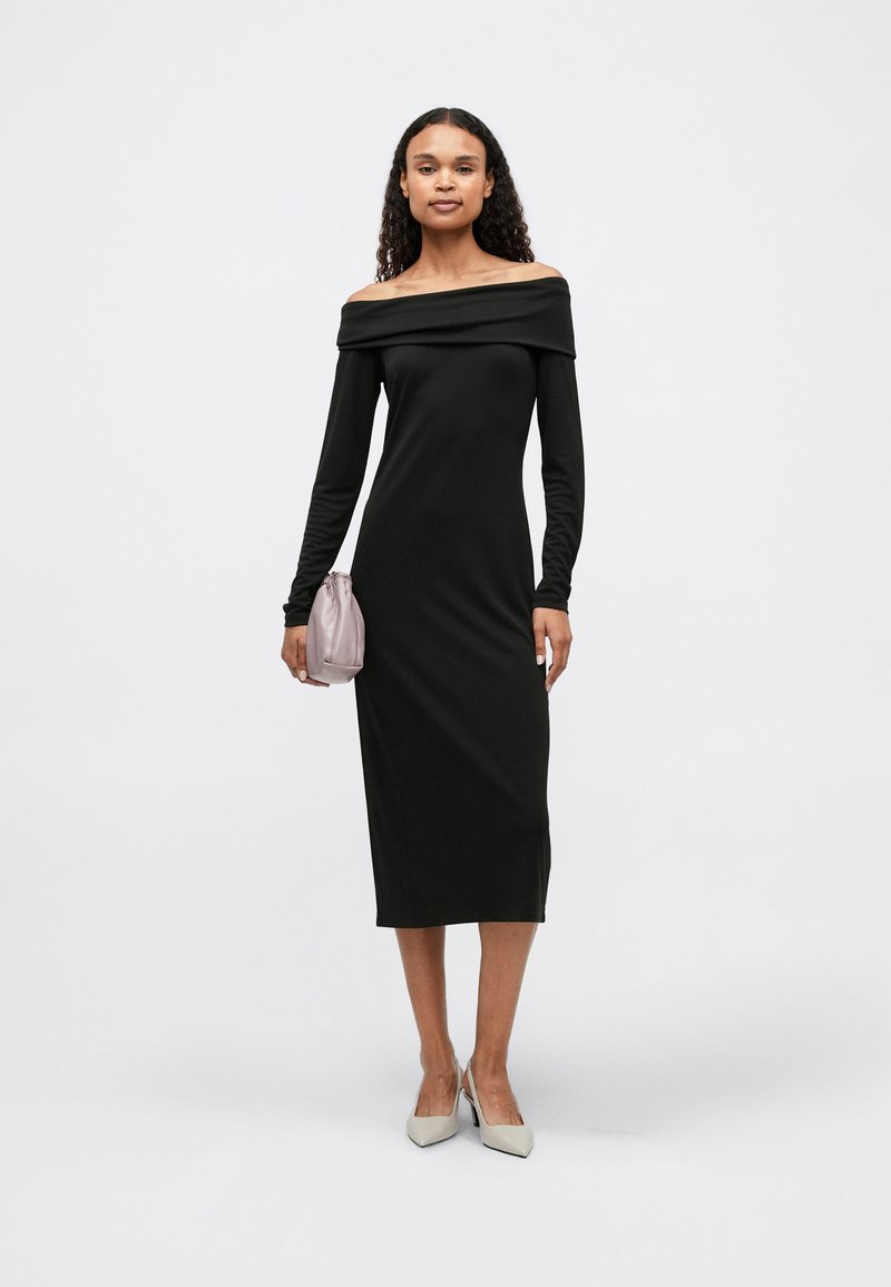 Calvin Klein OFF SHOULDER MIDI - Jersey dress - black - Zalando Calvin Klein OFF SHOULDER MIDI - Jersey dress - black - Zalando