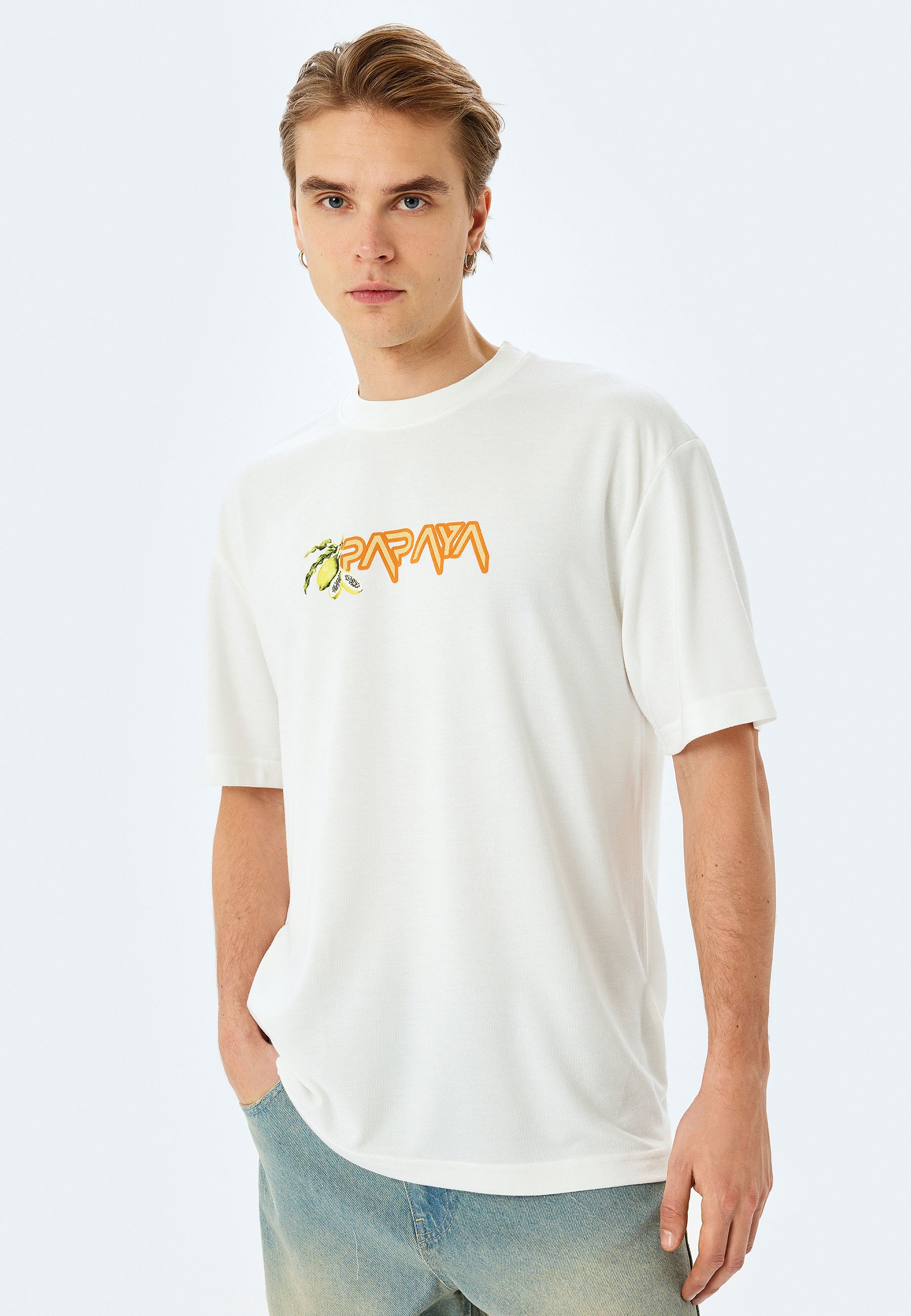 Koton T-Shirt Donna Manica Corta In Viscosa Con Stampa: Taglia M, Colore Ecru (010) - Morbida E Perfetta Per L'Estate