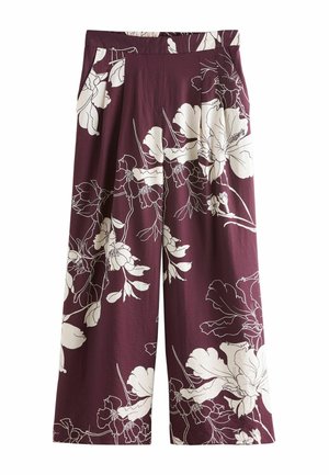 PETITE FIT - WIDE LEG  - Stoffhose - burgundy cream floral